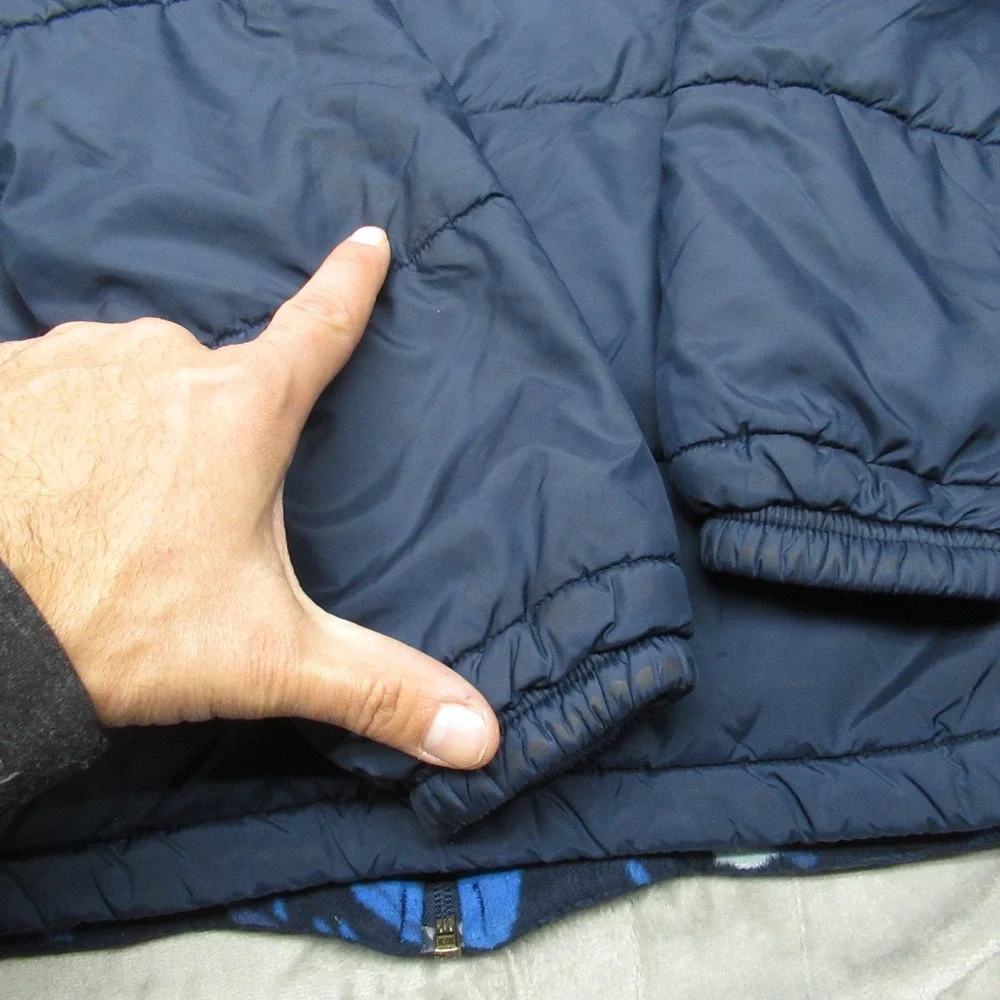 Columbia Jacket Kids XL Blue Camo Reversible Puffer Hooded Insulated Rain Winter